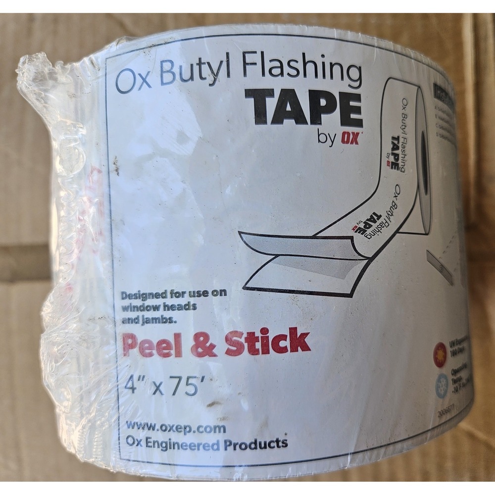 Premium Ox Butyl Flashing Tape 4" x 75' – Waterproof Window & Door Seal